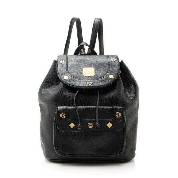 MCM Handbags - MCM Vintage Leather Logo Charms Drawstring Backpack